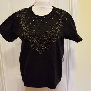 NWOT Glitters Black T shirt - free size, embellished
